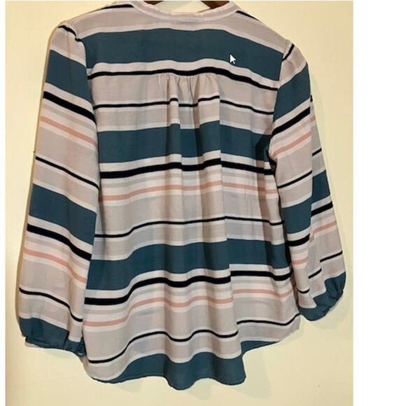 Striped Loft blouse with eyelet detail, women’s size medium petite - Picture 3 of 4